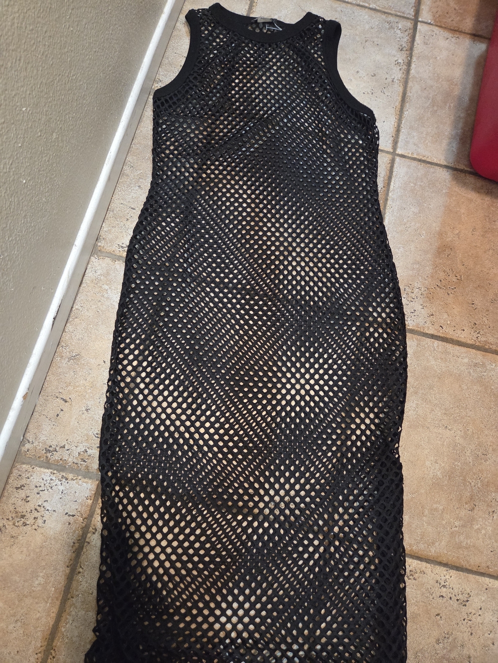 Free People Black Sleeveless Mesh Maxi Dress Overlay